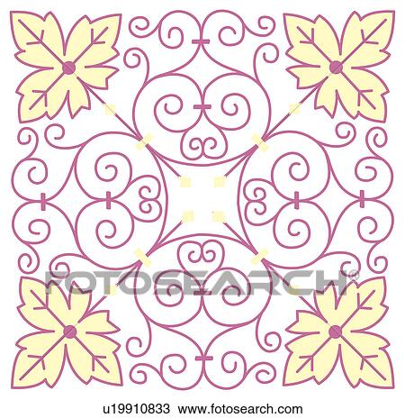 Classical floral pattern with vibrant color View Large Illustration Drawing - Classical floral pattern with vibrant color. Fotosearch