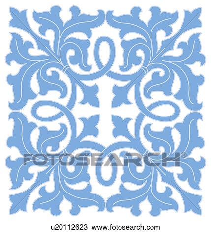 Drawing - Classical floral pattern with vibrant color. Fotosearch