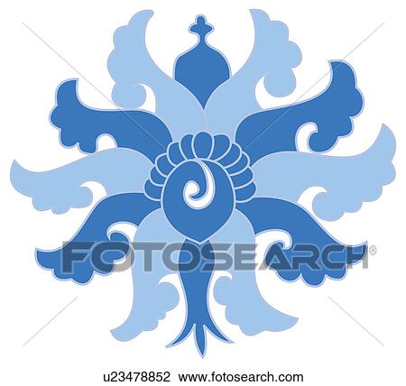 Classical floral pattern with vibrant color View Large Illustration Drawing - Classical floral pattern with vibrant color. Fotosearch