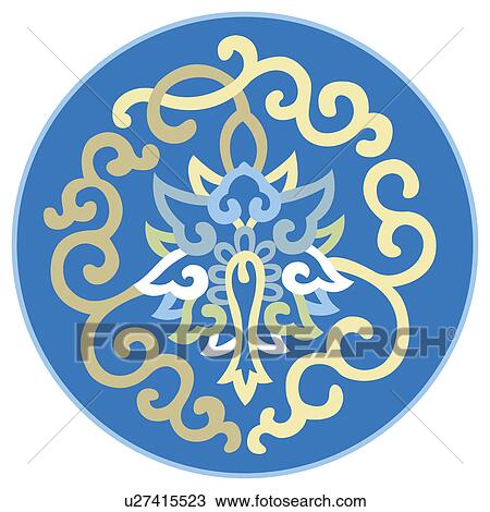 Drawing - Classical floral pattern with vibrant color. Fotosearch