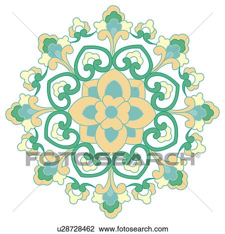 Classical floral pattern with vibrant color View Large Illustration Drawing - Classical floral pattern with vibrant color. Fotosearch