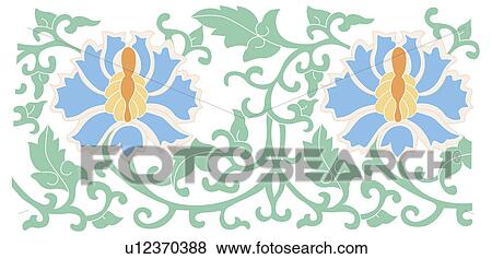 Stock Illustration - Classical floral pattern with vibrant color. Fotosearch