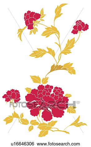 Stock Illustration - Classical floral pattern with vibrant color. Fotosearch