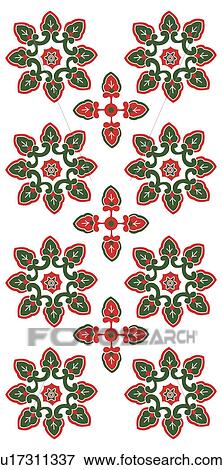 Stock Illustration - Classical floral pattern with vibrant color. Fotosearch