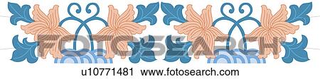 Clip Art - Picture frame with floral pattern of Chinese style. Fotosearch