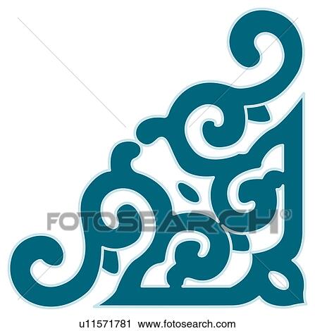 Clip Art - Picture frame with floral pattern of Chinese style. Fotosearch