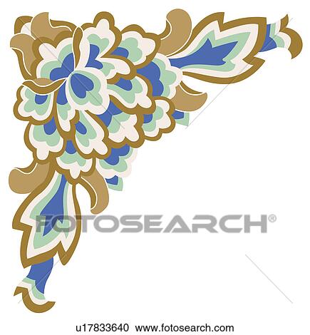 Clipart - Picture frame with floral pattern of Chinese style. Fotosearch