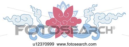 Stock Illustration - Picture frame with floral pattern of Chinese style. Fotosearch