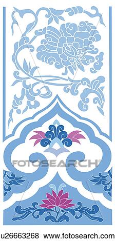 Picture frame with floral pattern of Chinese style View Large Illustration Stock Illustration - Picture frame with floral pattern of Chinese style. Fotosearch