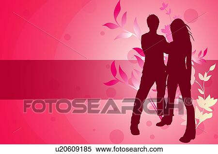Silhouette of a man and a woman staying together View Large Illustration Stock Illustration - Silhouette of a man and a woman staying together. Fotosearch