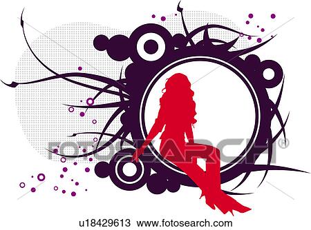 Silhouette of a woman sitting on a circle View Large Illustration Drawing - Silhouette of a woman sitting on a circle. Fotosearch