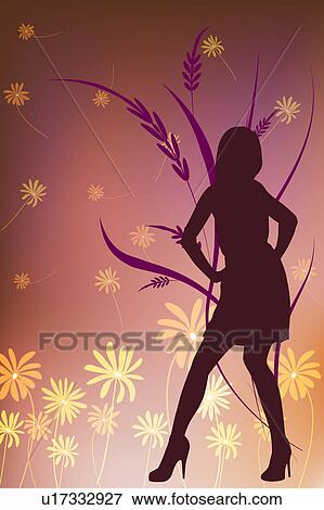 Stock Illustration - Silhouette of a woman with high heels and arms akimbo. Fotosearch