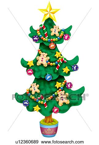 Clip Art - Christmas tree with decorations. Fotosearch