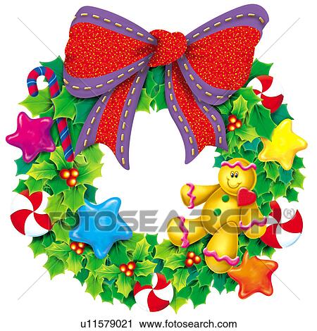 Christmas Wreath Clipart | u11579021 | Fotosearch