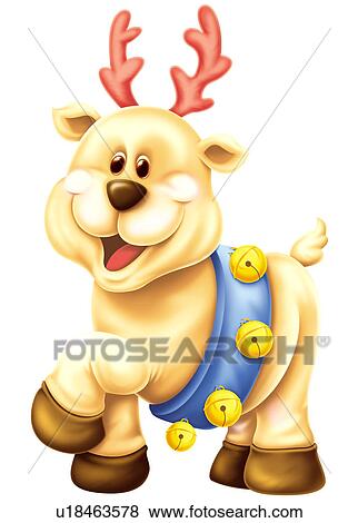 Deer with bells View Large Clip Art Graphic Clip Art - Deer with bells. Fotosearch