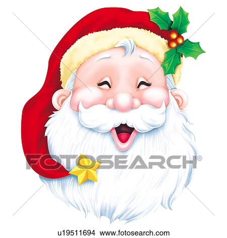 Clipart - Portrait of Santa Claus smiling. Fotosearch