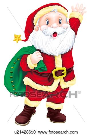 Santa Claus holding a bag View Large Clip Art Graphic Clipart - Santa Claus holding a bag. Fotosearch