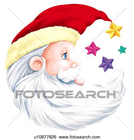 Clip Art - Santa Claus with stars. Fotosearch