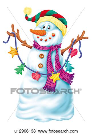 Snowman with hat and scarf View Large Clip Art Graphic Clip Art - Snowman with hat and scarf. Fotosearch