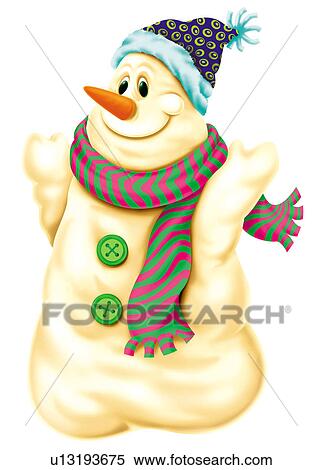Snowman with hat and scarf View Large Clip Art Graphic Clipart - Snowman with hat and scarf. Fotosearch