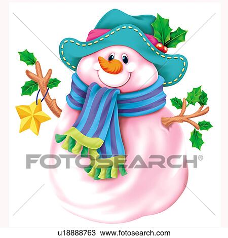 Snowman with hat and scarf View Large Clip Art Graphic Clipart - Snowman with hat and scarf. Fotosearch