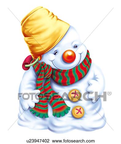 Snowman with hat and scarf View Large Clip Art Graphic Clipart - Snowman with hat and scarf. Fotosearch