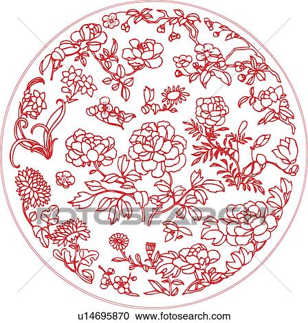 Lucky Pattern--Flowers in Four Seasons View Large Illustration Clipart - Lucky Pattern--Flowers in Four Seasons. Fotosearch