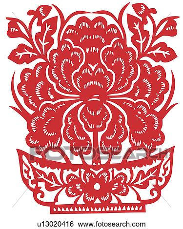 Stock Illustration - Lucky pattern with peony. Fotosearch