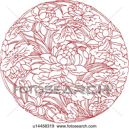 Stock Illustration - Lucky pattern with water lily. Fotosearch