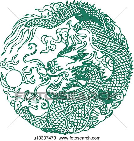 Drawing - Dragon pattern. Fotosearch