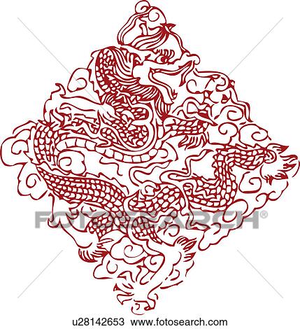 Drawing - Dragon pattern. Fotosearch