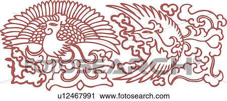 Mystical bird pattern View Large Illustration Clip Art - Mystical bird pattern. Fotosearch