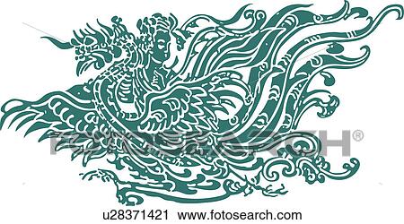 Mystical bird pattern View Large Illustration Clip Art - Mystical bird pattern. Fotosearch