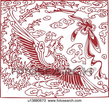 Mystical bird pattern View Large Illustration Drawing - Mystical bird pattern. Fotosearch