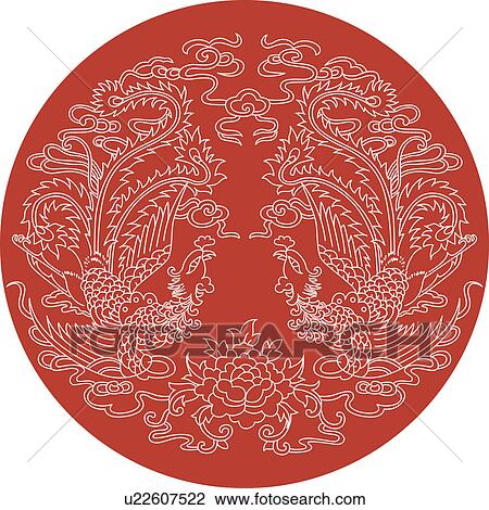 Drawing - Mystical bird pattern. Fotosearch