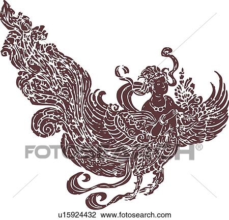Drawing - Phoenix pattern. Fotosearch