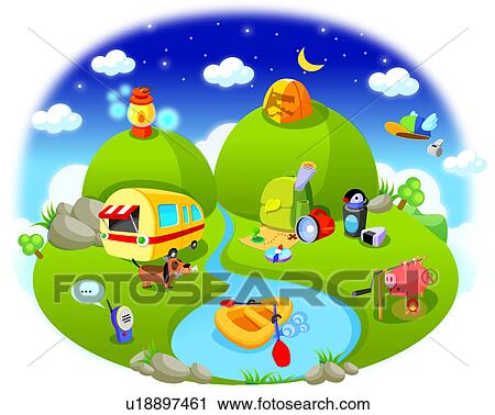 Various Things On An Island Clip Art U Fotosearch