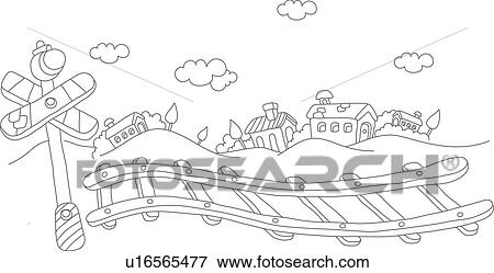 踏切の印 において 側 の A 鉄道 トラック イラスト U16565477 Fotosearch