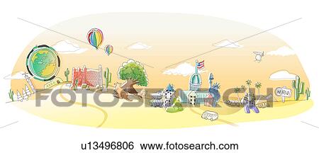 有名 場所 そして 記念碑 の 世界 イラスト U Fotosearch