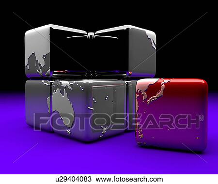 World map on cubes View Large Illustration Drawing - World map on cubes. Fotosearch