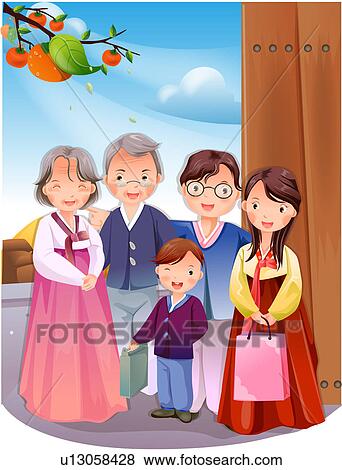 Stock Illustration of Korean Family u13058428 - Search EPS Clip Art ...