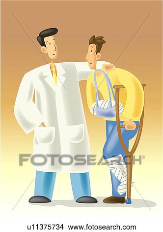 Drawings of treatment, crutches, equipment, medical, hospital, patient ...