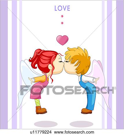 Drawings of Kissing Angels u11779224 - Search Clip Art Illustrations ...