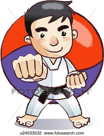 Clip Art of taekwondo suit, elementary school student, punching, fist ...