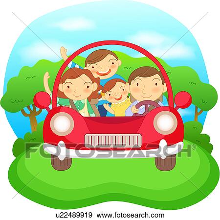 Stock Illustration of Happy family driving in car u22489919 - Search ...