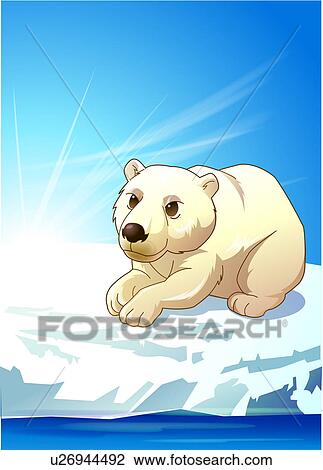 Clip Art of Polar Bear on Ice u26944492 - Search Clipart, Illustration ...