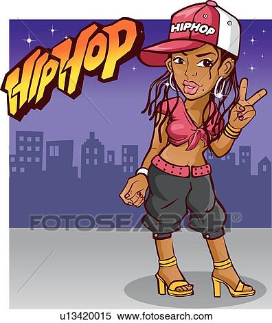 Stock Illustration of Hip Hop girl Showing the Peace Sign u13420015 ...