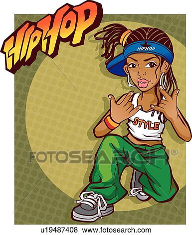 Stock Illustration of Hip Hop Girl Flashing Signs u19487408 - Search ...