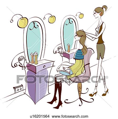 Drawings Of Female Hairdresser Working On A Woman S Hair U16201964 Drawing Female Hairdresser Working On A Woman S Hair Fotosearch Search Clip Art Ilrations