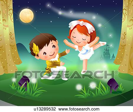 Boy And A Girl Dancing On The Stage Drawing U13289532 Fotosearch